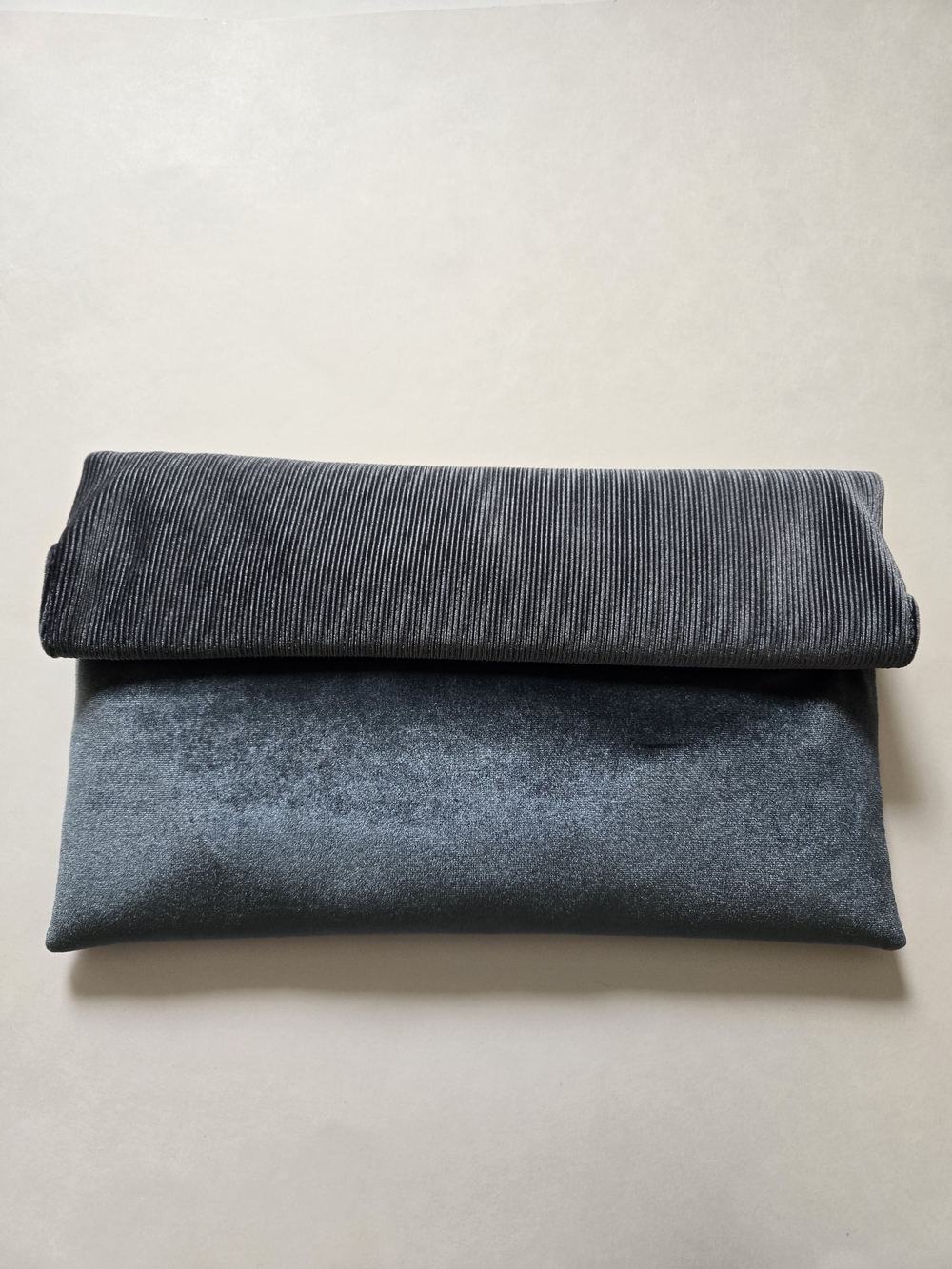 NWOT Anthropologie Charcoal Blue Foldover Corduroy & Velvet Clutch/Crossbody